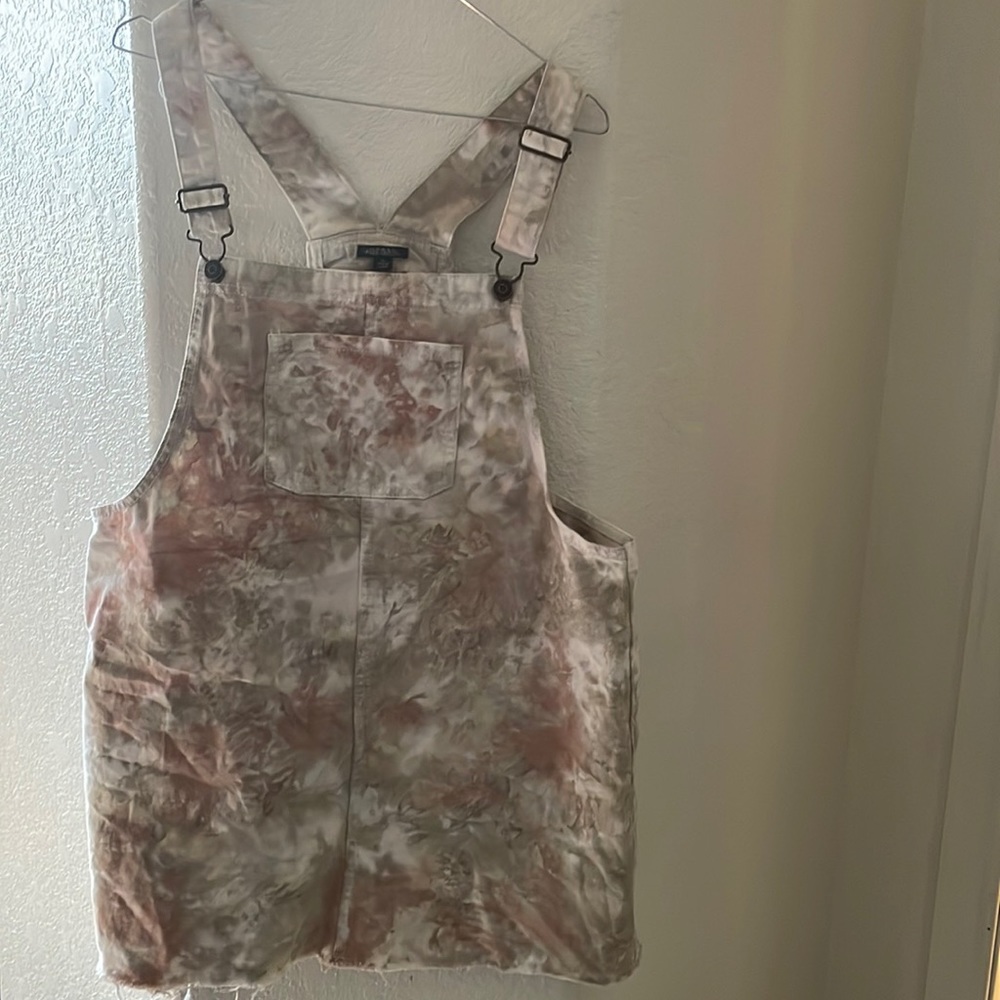 Tie-dye jean overall dress
